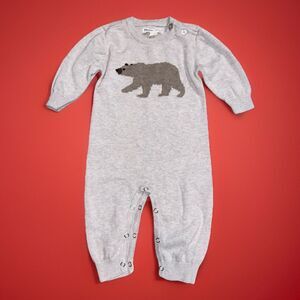 Hatley Baby Bear Cub Sweater Onepiece Bodysuit Baby grow 3-6 Months EUC